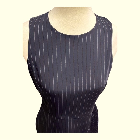 Not Available WHBM White and Black Pinstriped Asymmetrical Dress - Picture 4 of 8